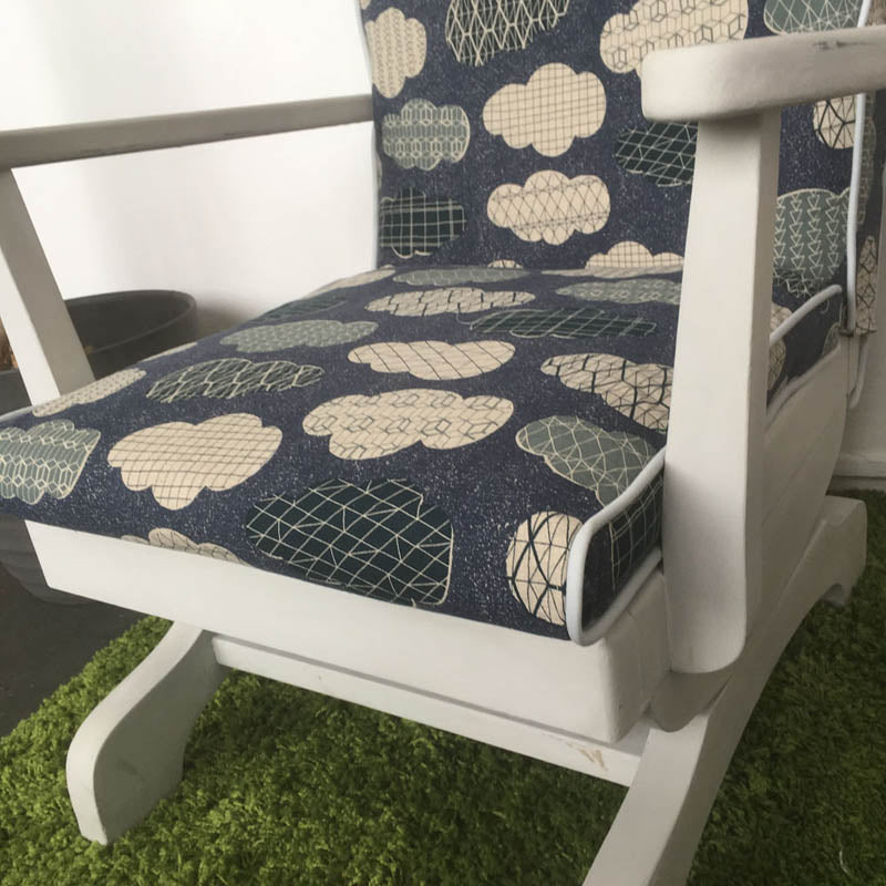 Upcycled Rocking Chair With Japanese Cloud Canvas Fabric