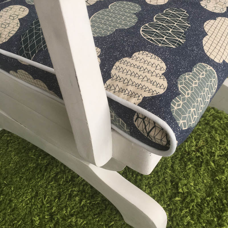 Upcycled Rocking Chair With Japanese Cloud Canvas Fabric