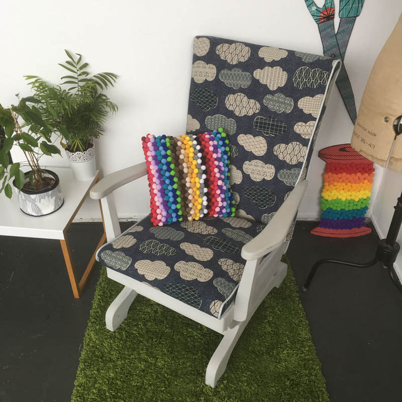 Upcycled Rocking Chair With Japanese Cloud Canvas Fabric