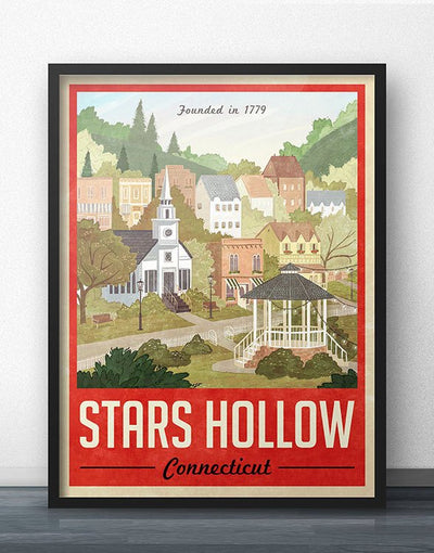 Stars Hollow Vintage Travel Poster (Red)