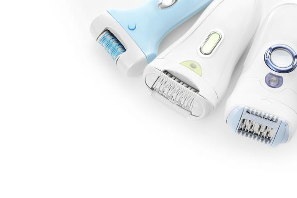 three colorful epilators for hair removal