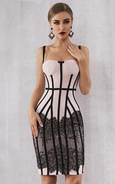 lace corset bandage dress on pear shaped model