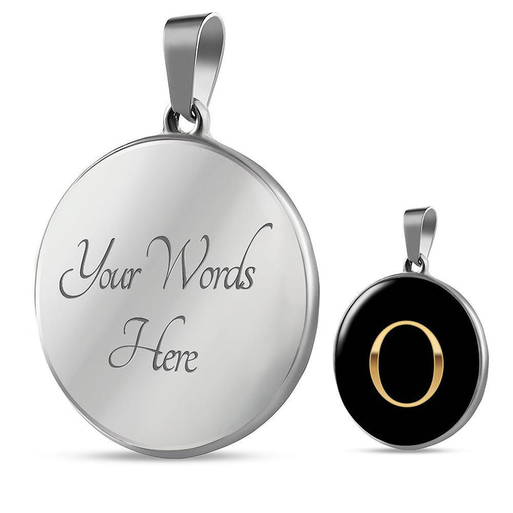 Initial Pendant Necklace O in Gold on Black Personalized in 18k Gold or Stainless Steel - Poppies And Thyme