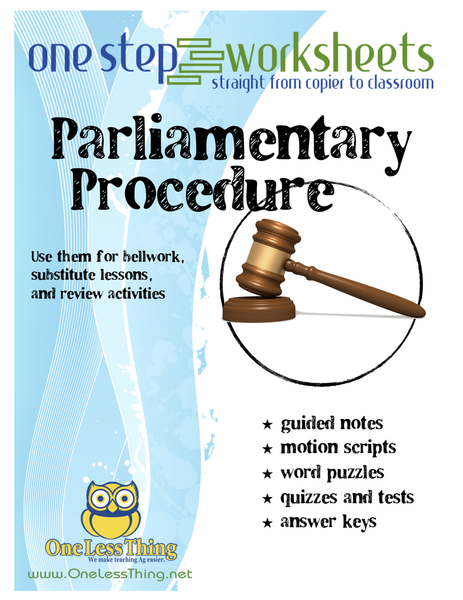 Free parliamentary procedure worksheets