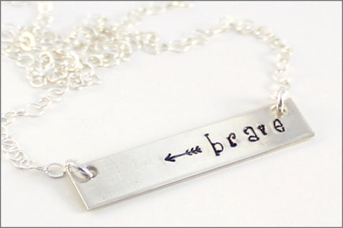 Brave with Arrow Bar Necklace