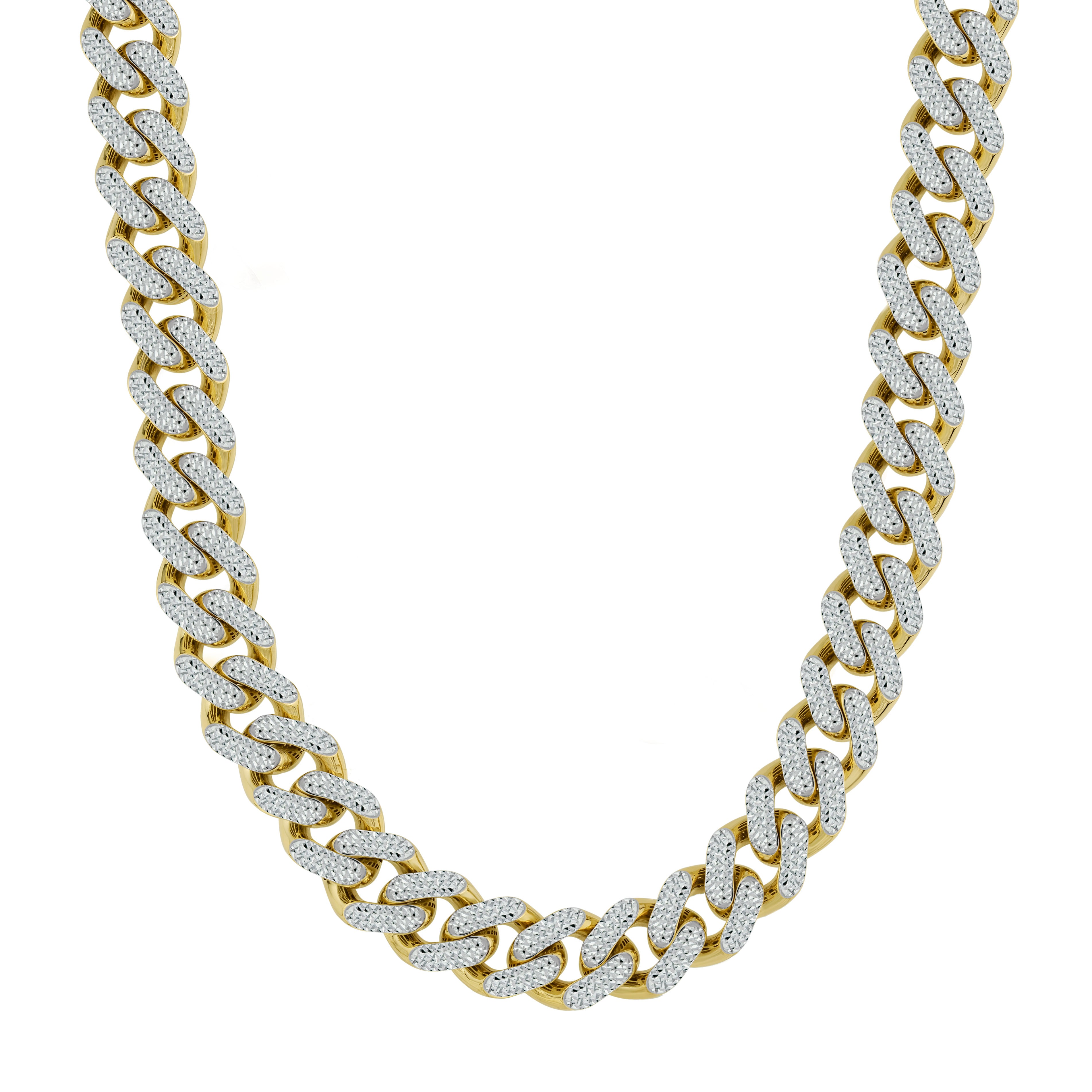 white gold diamond cut cuban link chain