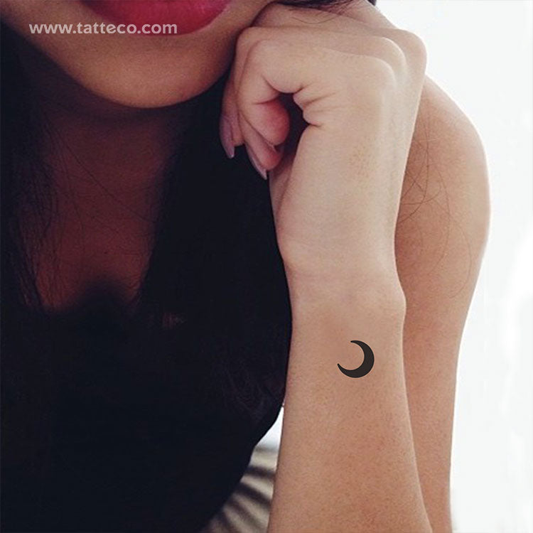 set of 3 mini black moon tattoos temporary tattoo set minimalist tattoo