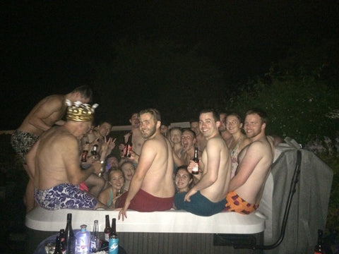 Group of people in a hot tub