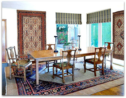 oriental rugs on walls
