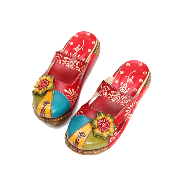 Vintage-Boho Colorful Flower Shoes 