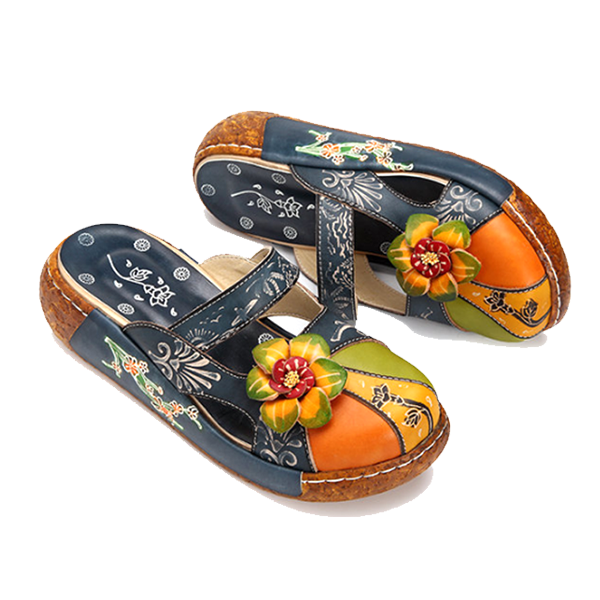 Vintage-Boho Colorful Flower Shoes 