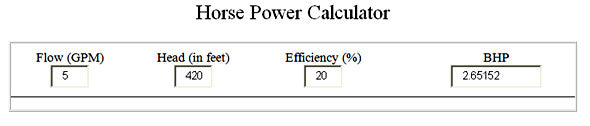 Horse power calculator example