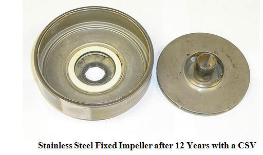 Stainless steel fixed impeller after 12 years with a CSV