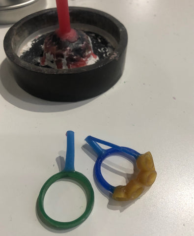 Wax molds of two new rings created by Susane Siegel Custom Jewerly