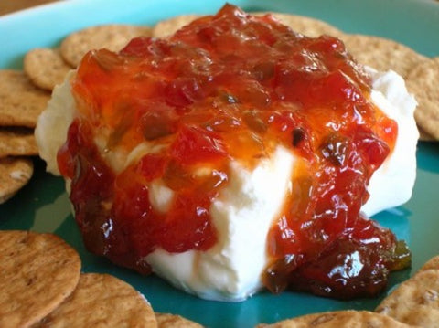 Apricot Jalapeno Jam over cheese