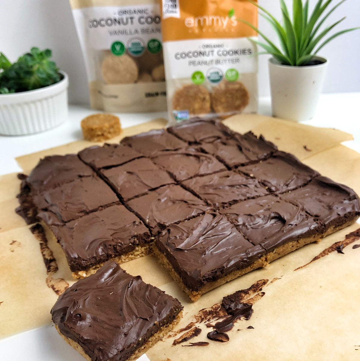 Peanut Butter Chocolate Silk Pie Bars Emmy's Organics