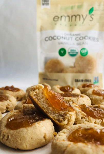 Coconut Tahini Apricot Thumbprint Cookies | Emmy's Organics