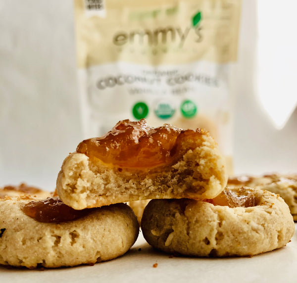 Coconut Tahini Apricot Thumbprint Cookies | Emmy's Organics