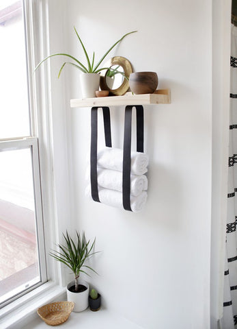 leather towel shelf DIY