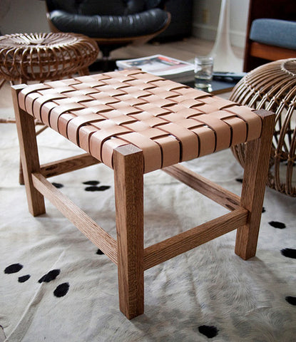 Woven Leather Stool