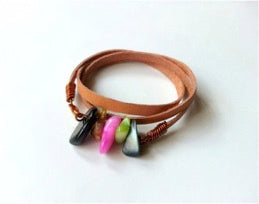 stone leather bracelet