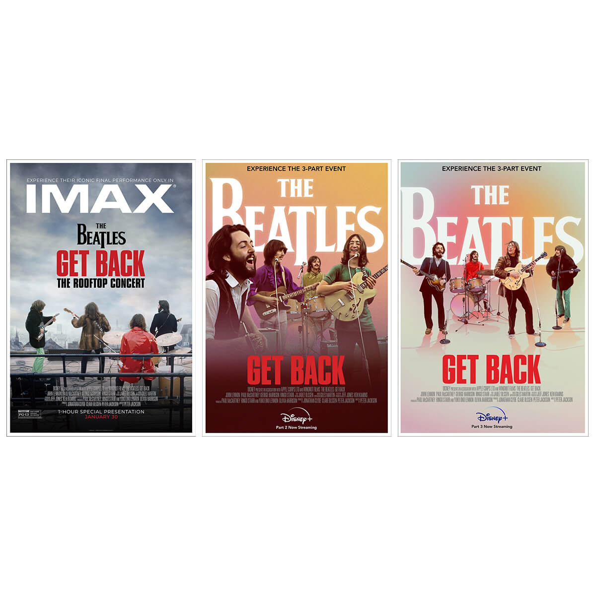 ビートルズポスター「ザ・ビートルズ：Get Back - 3種セット 」BEATLES 公式