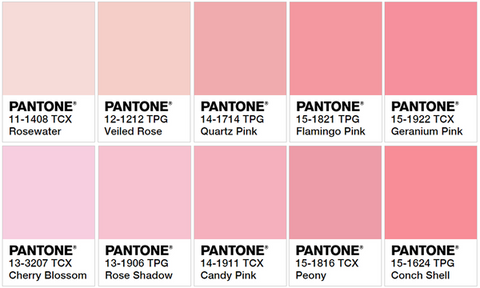 Pink Pantone chart