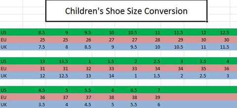 children's shoe size 29 conversion