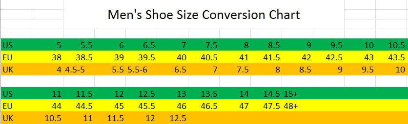 Shoe/Boot Conversion Size Chart EU 