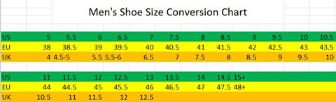 europe men's shoe size to us