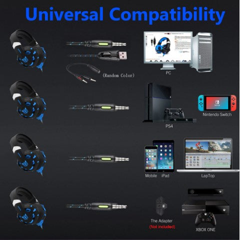 Gaming Headset with Microphone - LED Lights