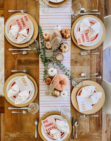 modern and casual thanksgiving tablescape