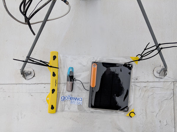 goTenna Mesh units attached to a rooftop in New York City
