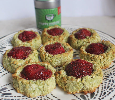 MATCHA, COCONUT & JAM THUMBPRINT COOKIES