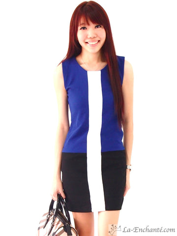 Sharleen colour-block work dress (blue)