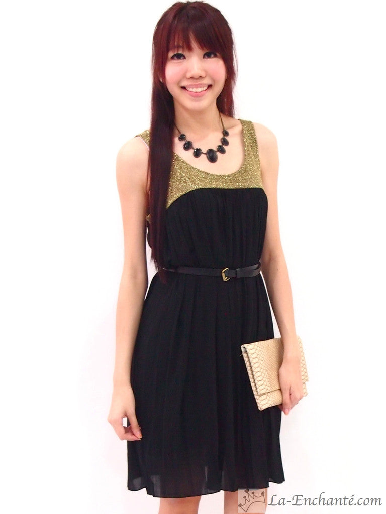 Panthea pleated dress (black)