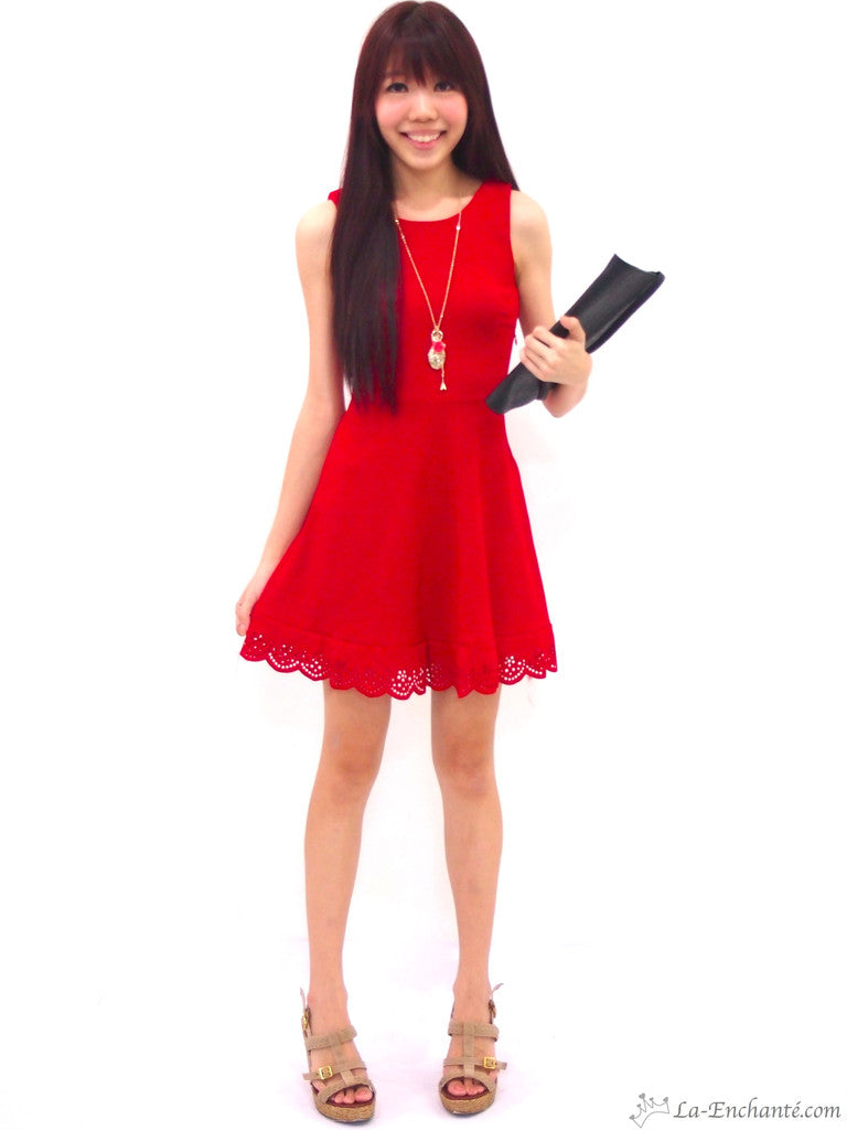 Vallerie V-back dress (red)
