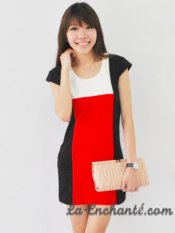 Lovth Colour Block Mini Dress (Red)