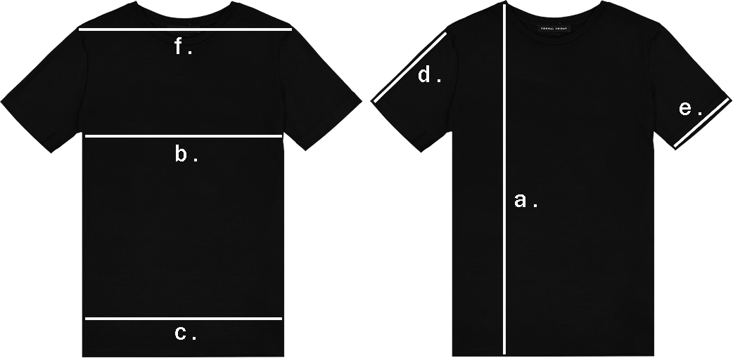 formal friday t-shirt product measurements