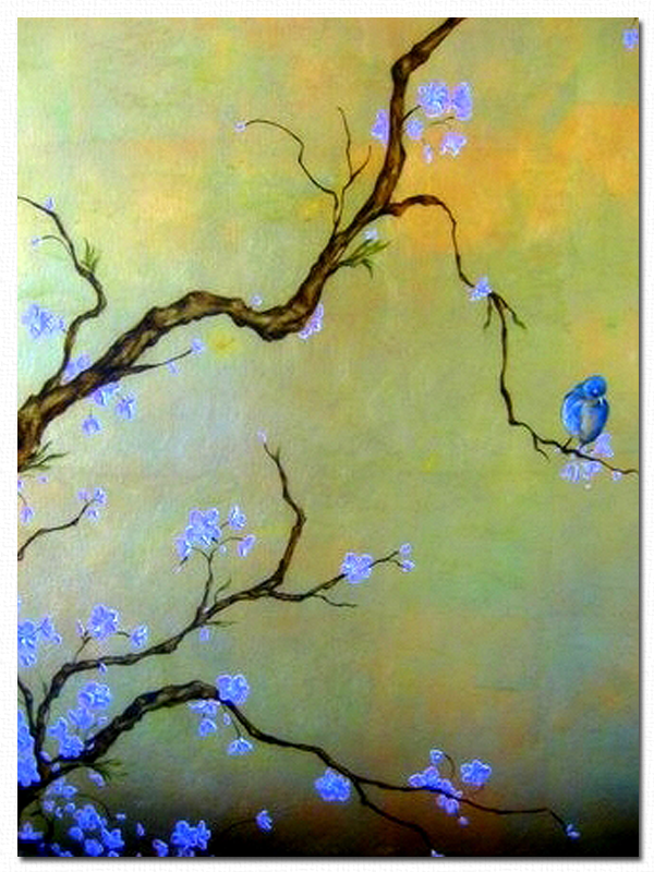 Blue Bird Gold Leaf Canvas