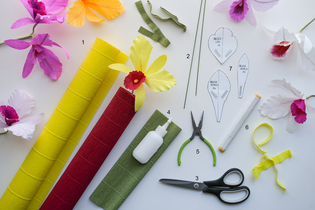crepe paper orchid tutorial materials