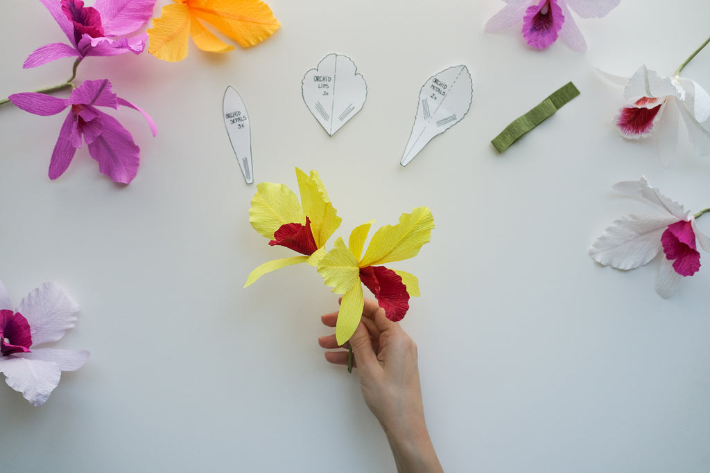 crepe paper orchid tutorial step 10