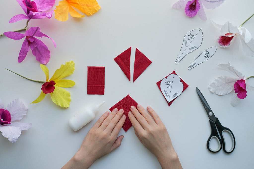 crepe paper orchid tutorial step 2