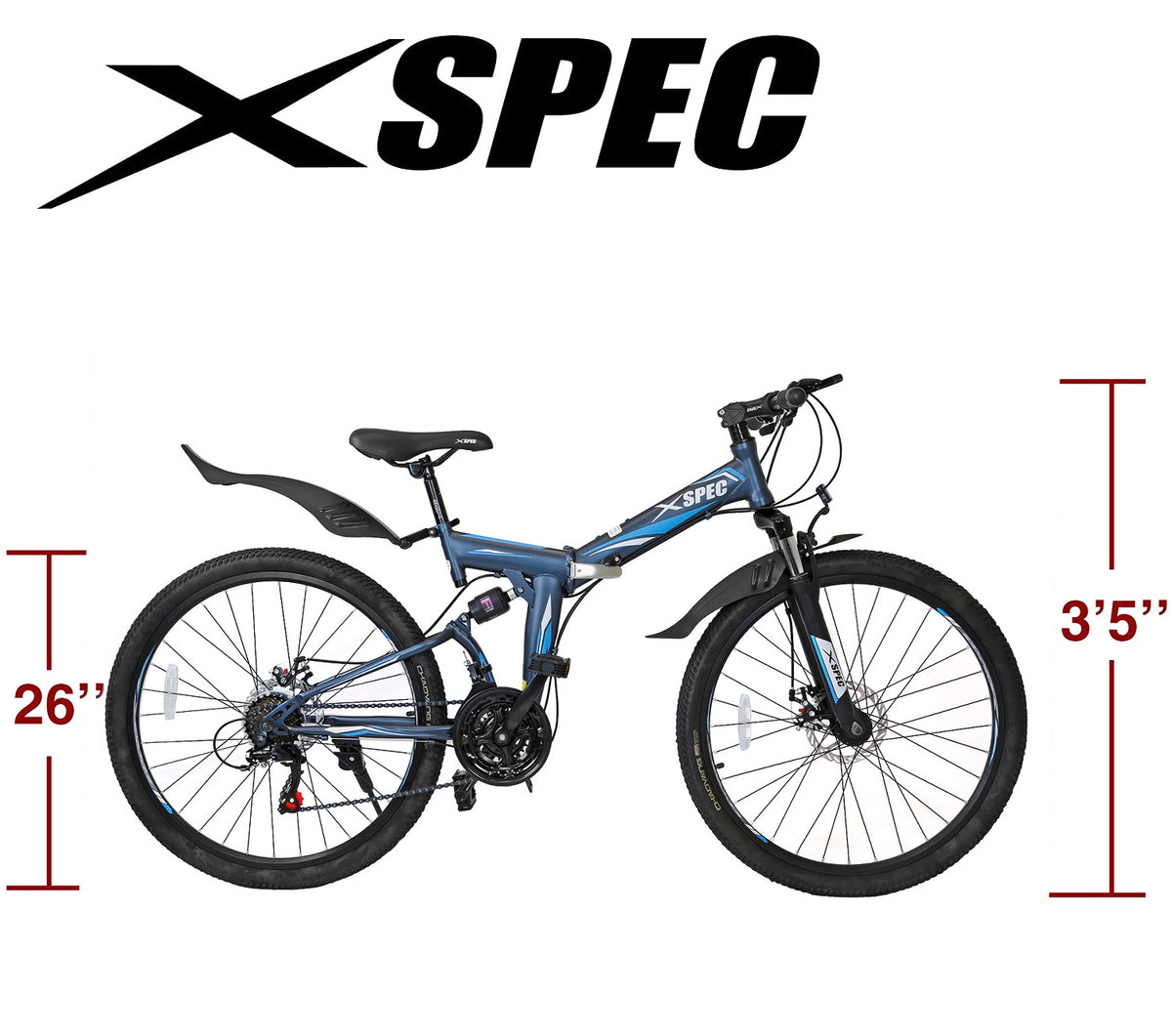 xspec 21 speed folding compact mountain bike