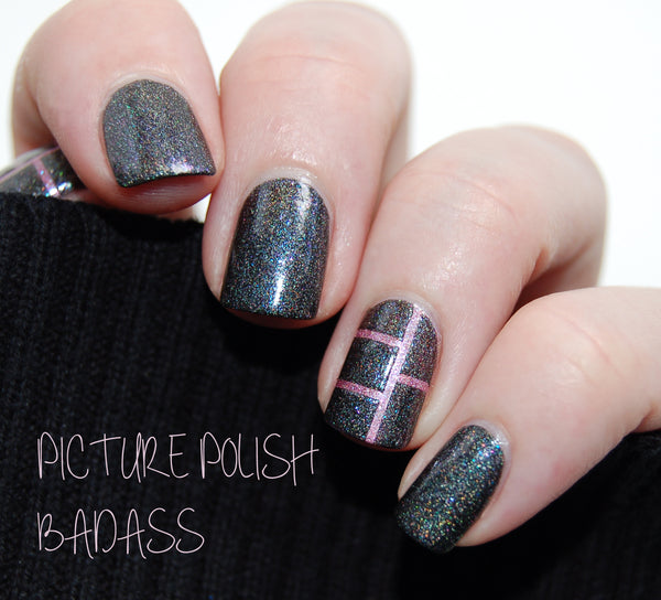 picture polish badass and pirouette nail art