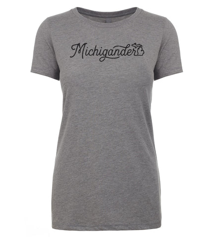 Nudge Printing New Michigander Design Women's Fitted T-Shirt Made in East Lansing, Michigan