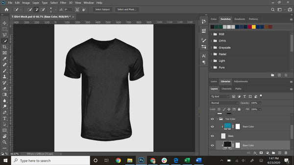 My Photoshop template I use for designing shirts!