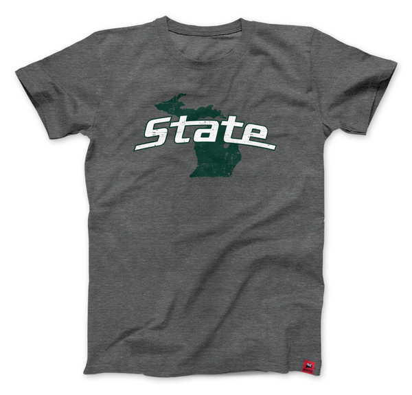 Nudge Printing MSU Spartan Michigan State on Michigan Grey T-Shirt