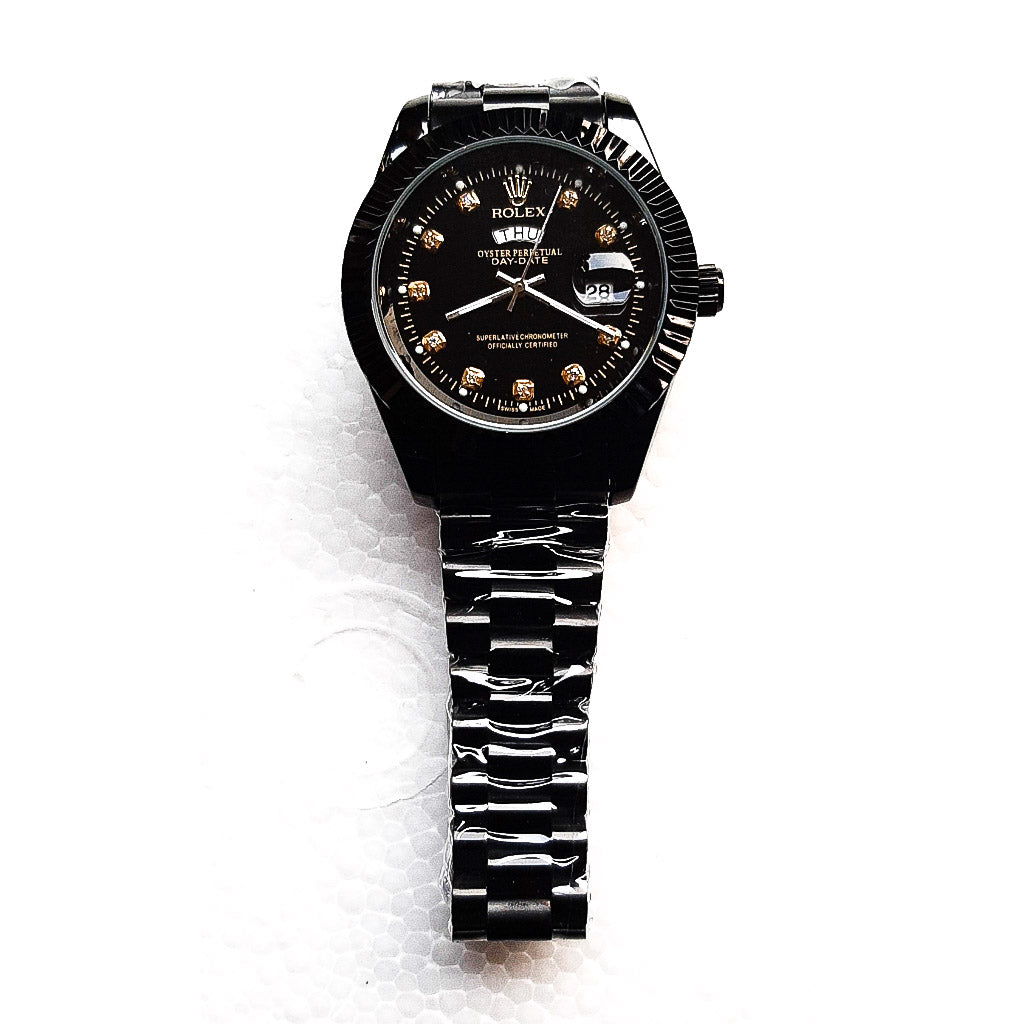 rolex black chain watch