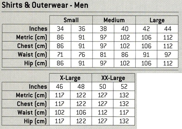 Carhartt Mens Jacket Size Chart